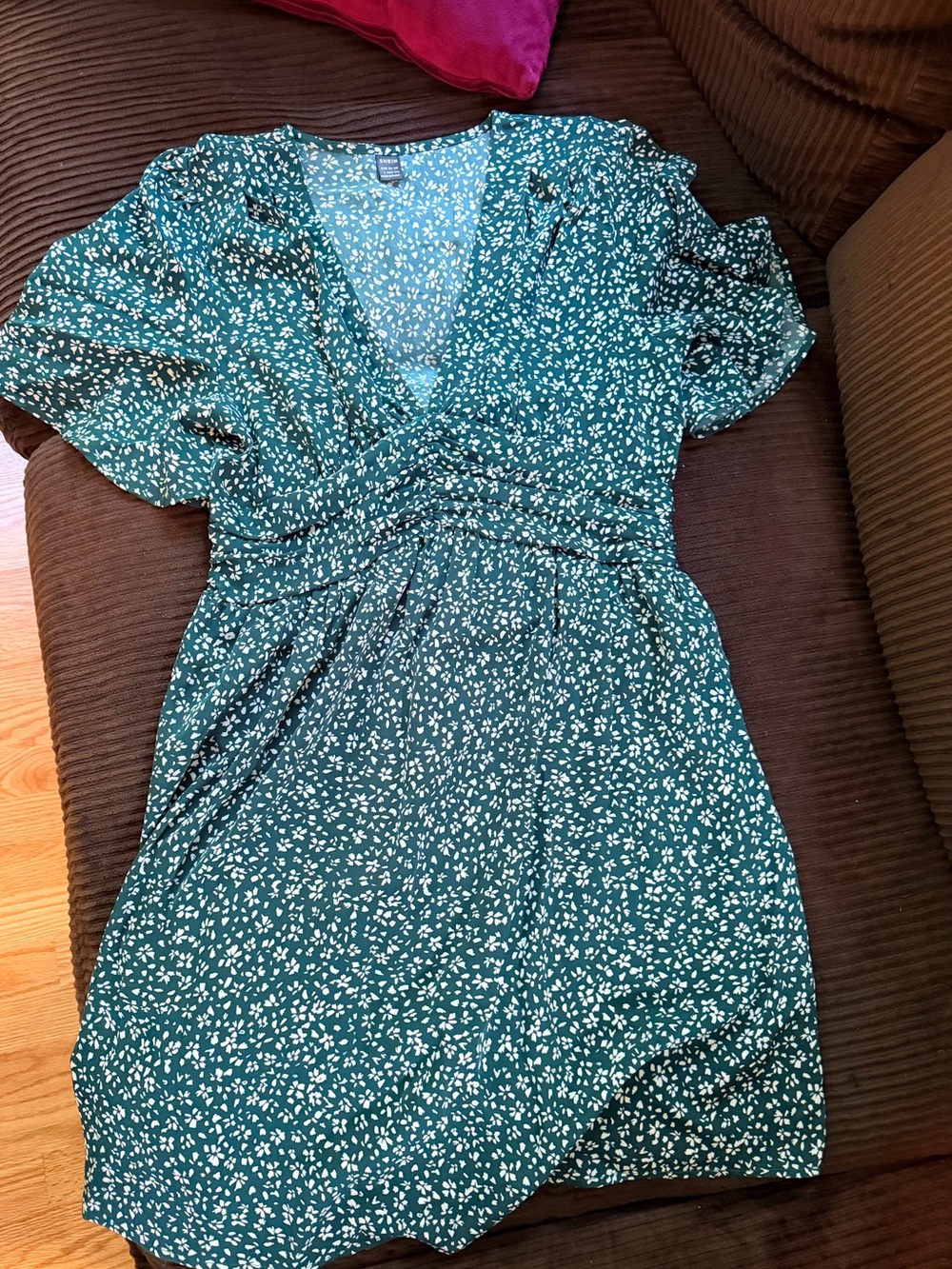 SHEIN Teal Floral Mini Dress
